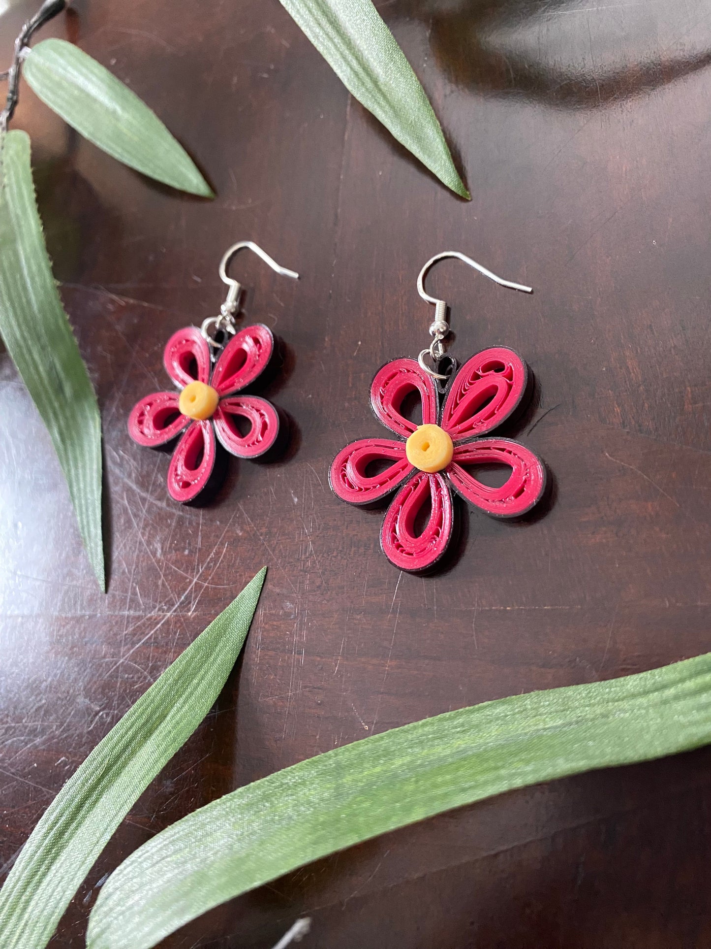 Pink Floral Earrings