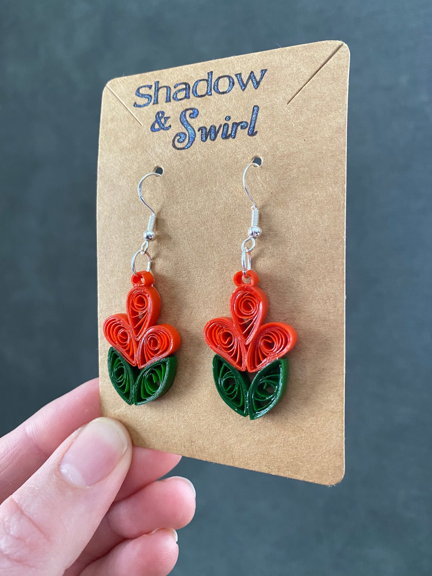 Orange Floral Earrings