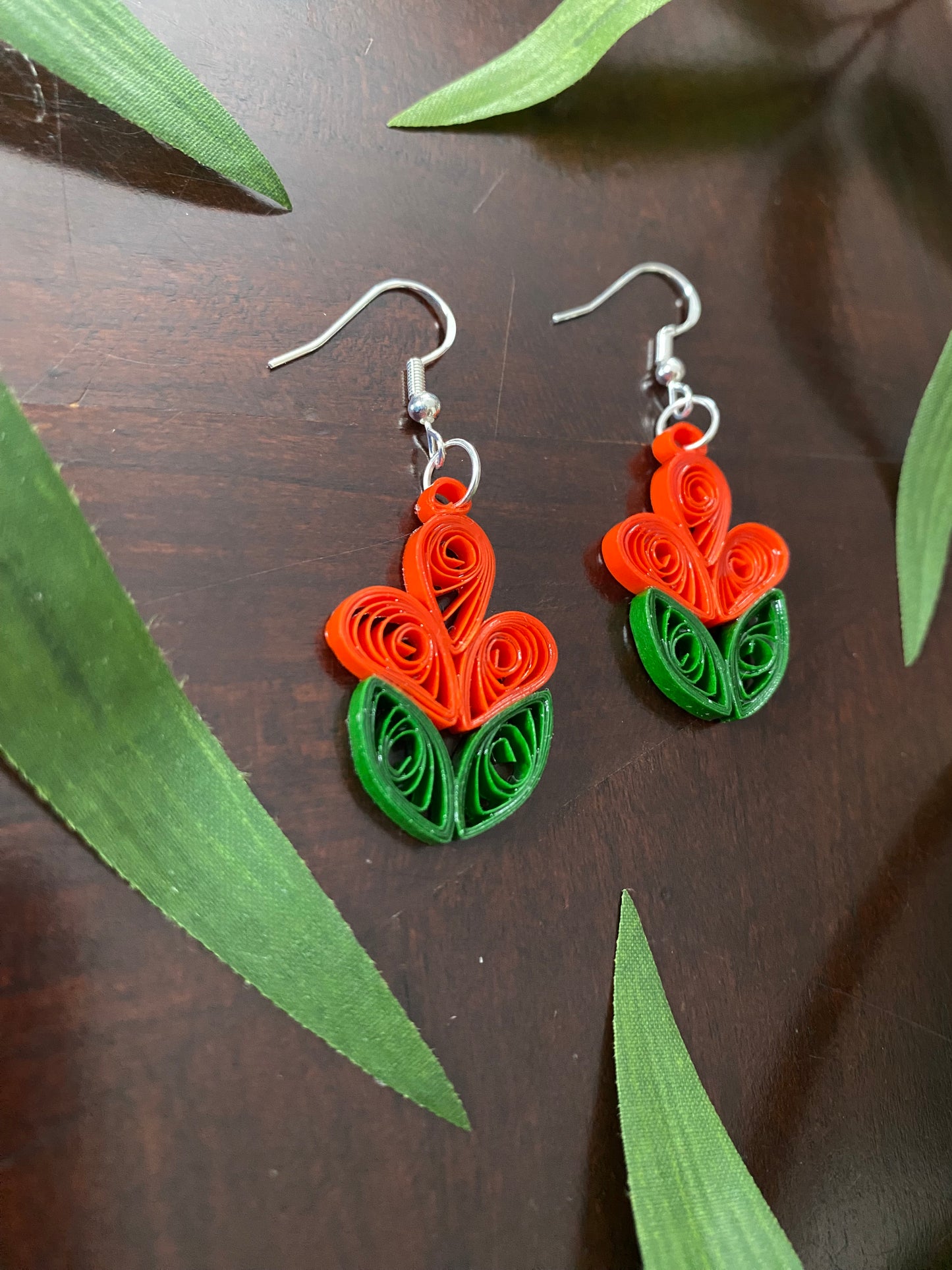 Orange Floral Earrings