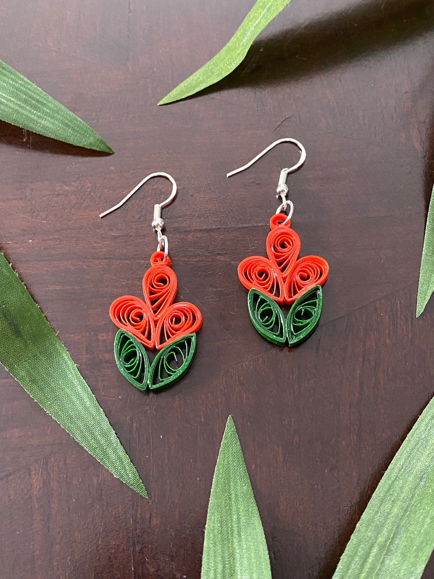 Orange Floral Earrings