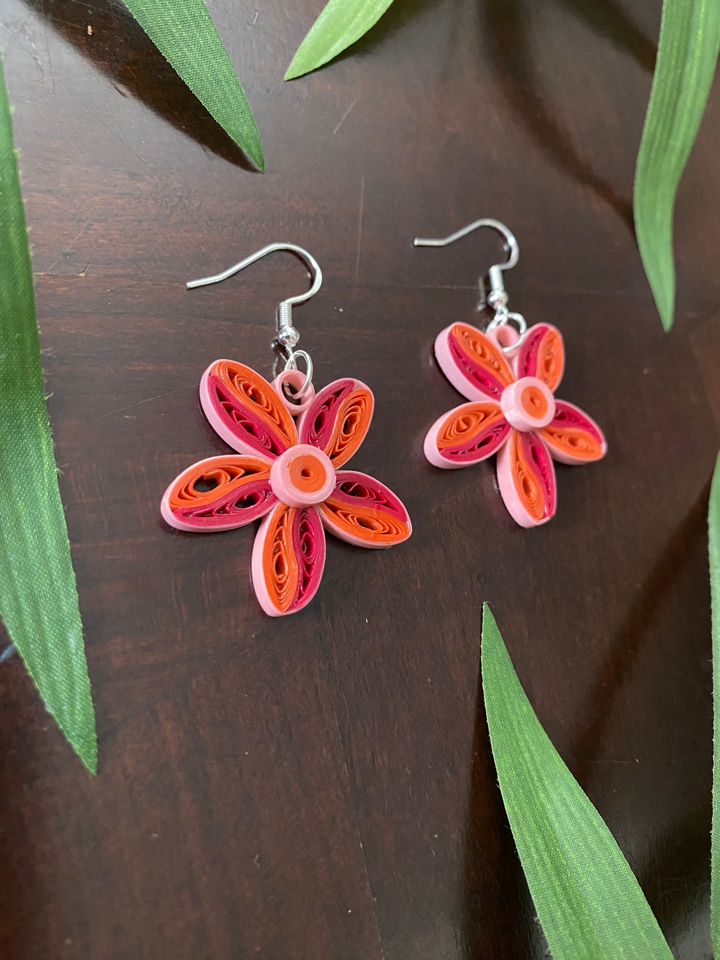 Pink Floral Earrings