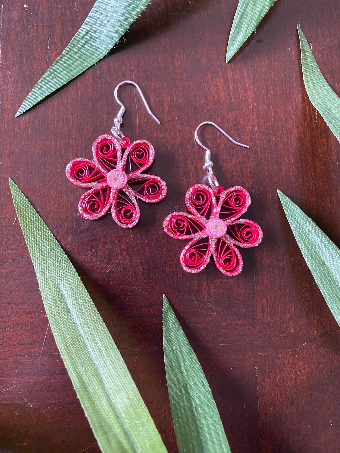 Pink Floral Earrings