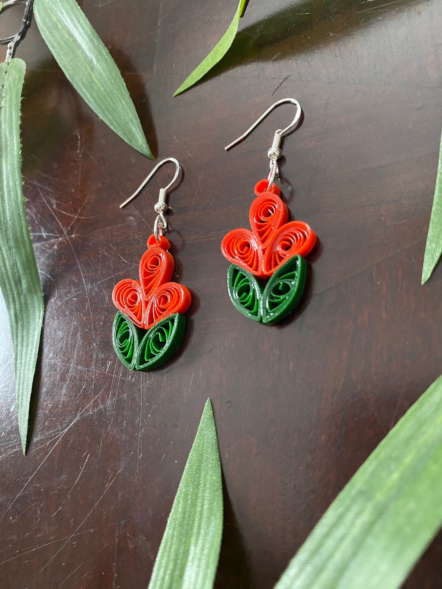 Orange Floral Earrings